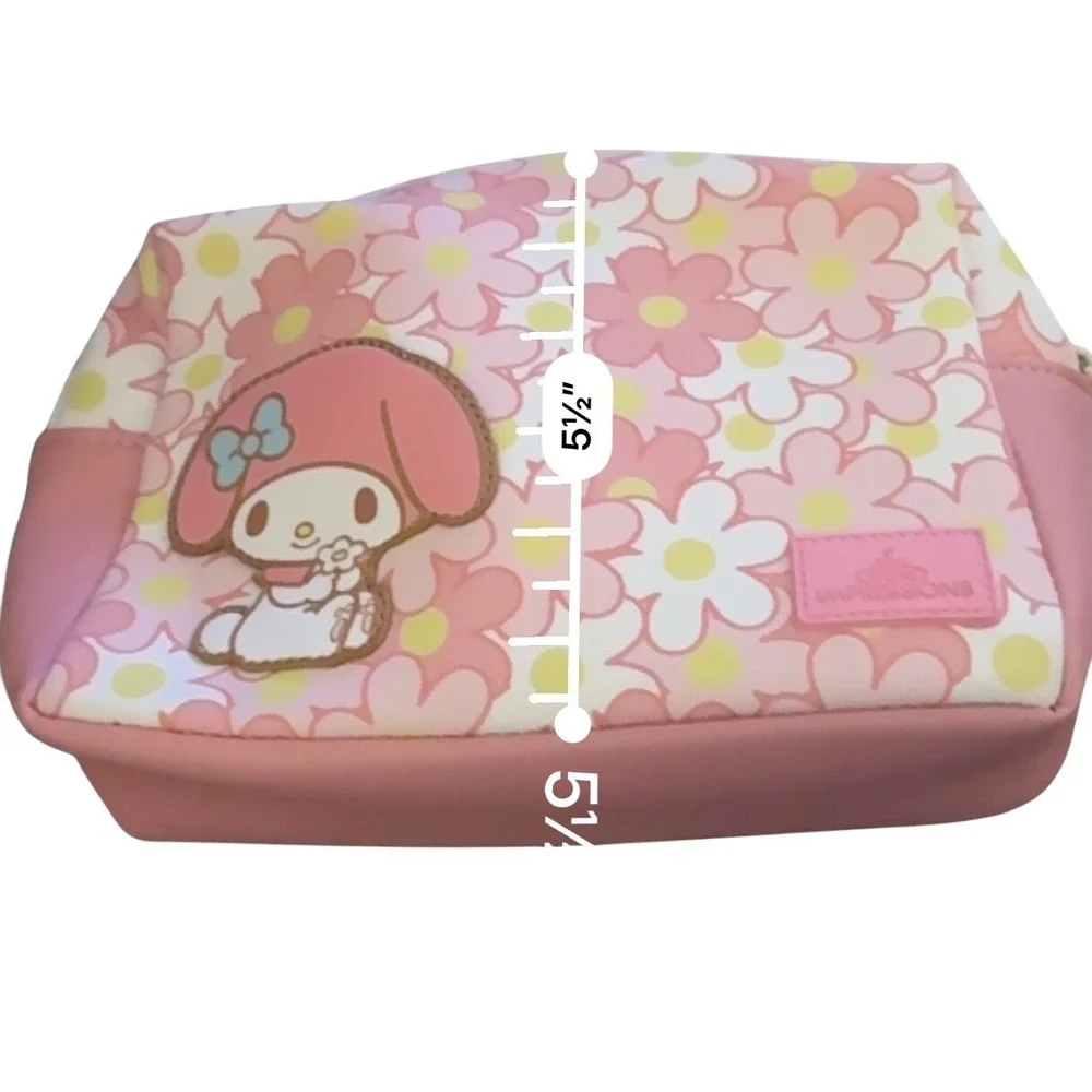 Impressions Vanity My Melody Makeup Bag OS Pink‎ Floral Saffiano Pouch NWT